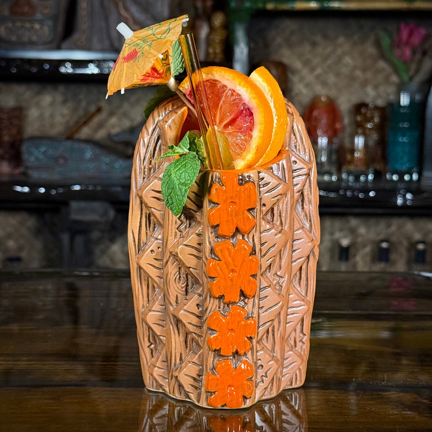 The Griper Tiki Mug (Orange) designed by Ken Ruzic, sculpted by Thor - Limited Edition of 250 - Ready to Ship! (FREE SHIPPING in U.S.)