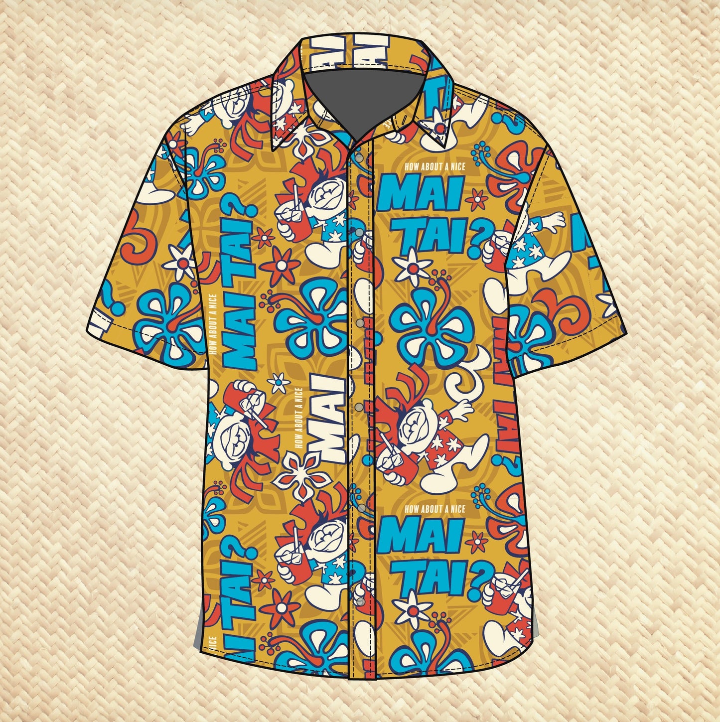 Jeff Granito's 'How About a Mai Tai?' Modern Fit with Flex Button-Up Shirt - Unisex - Ready to Ship! (FREE SHIPPING in U.S.)