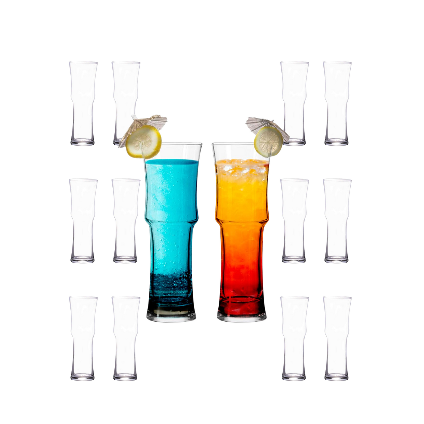 Lemonsoda - Tall Napoli Hurricane Cocktail Glasses - Handcrafted Cocktail Glass Set (15oz)