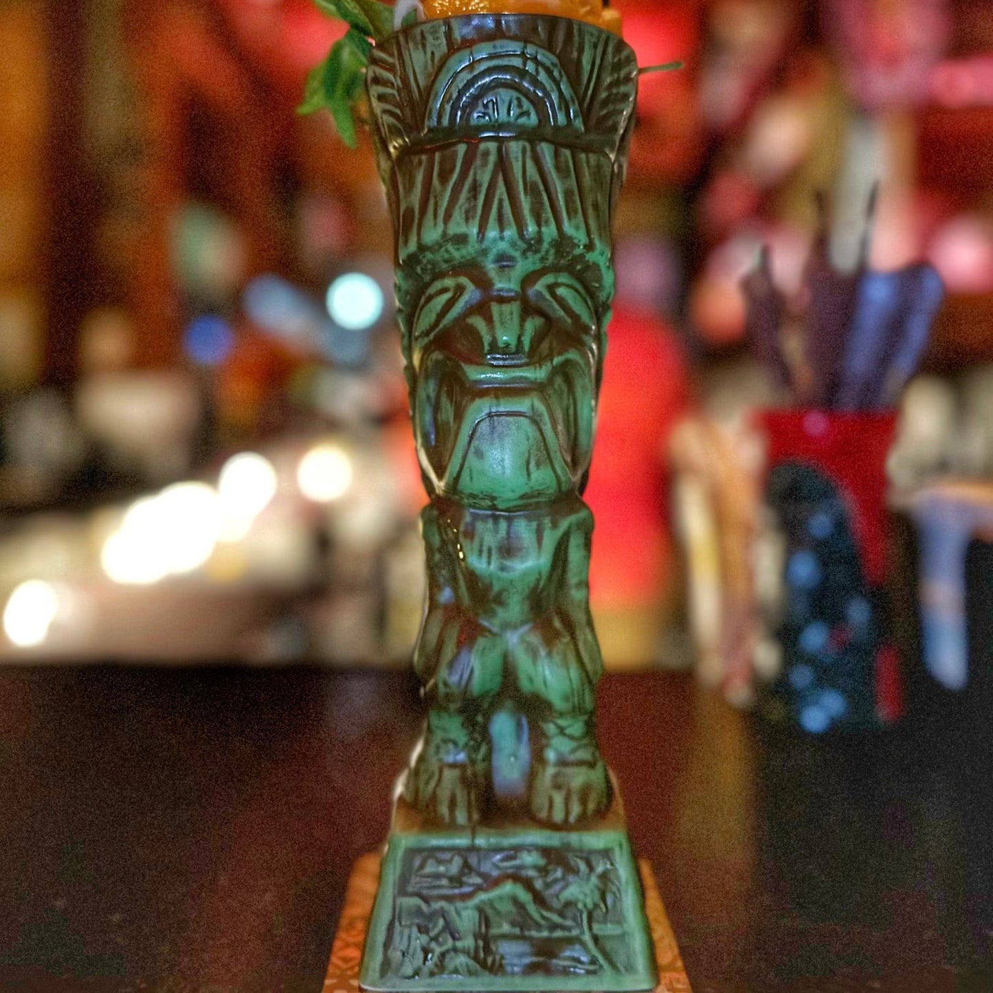 Journey to Hawaii Tiki Mug - Jungle Relic Green Limited Edition of 300, designed by Lost Tiki, Jeff Granito, Thor, and sculpted by Thor - Ready to Ship! (FREE SHIPPING in U.S.)
