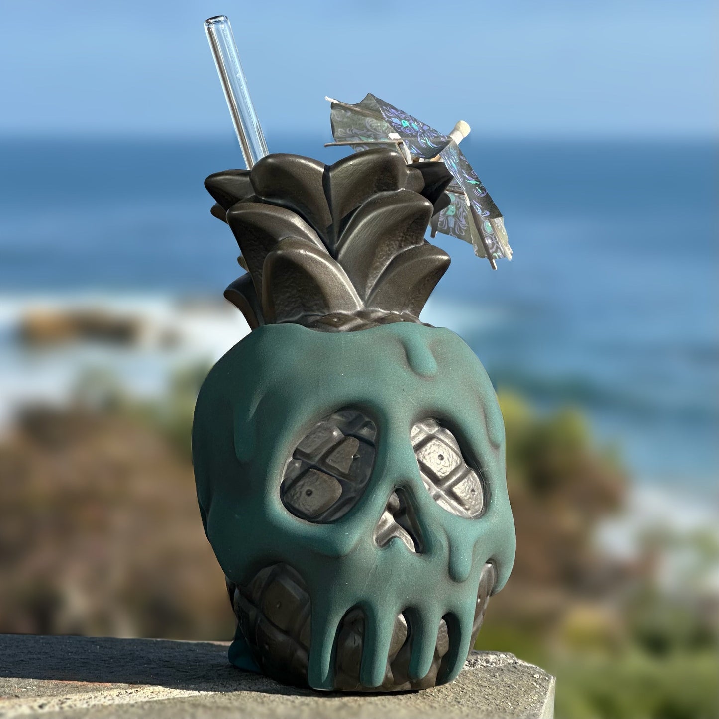Jeff Granito's Poison Pineapple - Ceramic Tiki Mug - Twilight Teal - Ready to Ship! (FREE Shipping in U.S.)