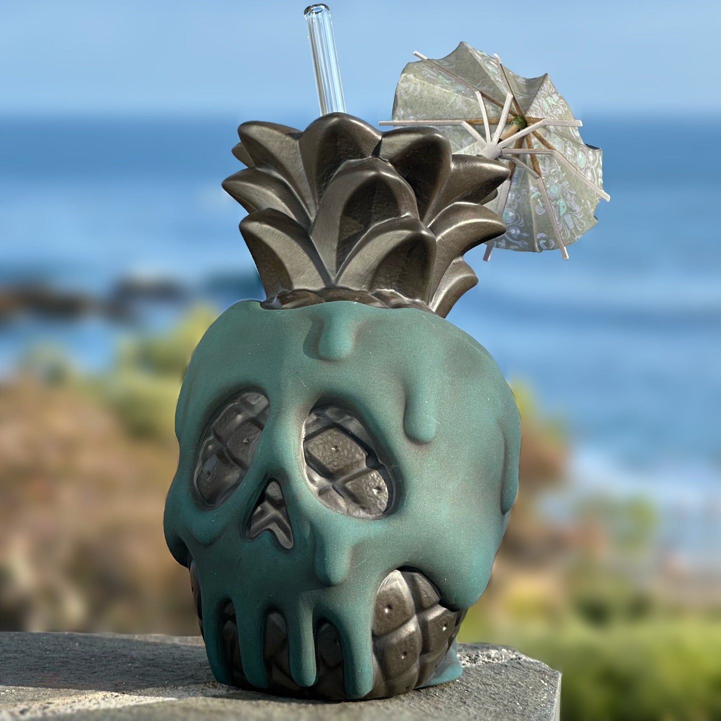 Jeff Granito's Poison Pineapple - Ceramic Tiki Mug - Twilight Teal - Ready to Ship! (FREE Shipping in U.S.)