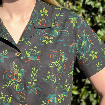 Jeff Granito's 'Deep Dive' Classic Aloha Button-Up Shirt - Womens - Ready-to-Ship!