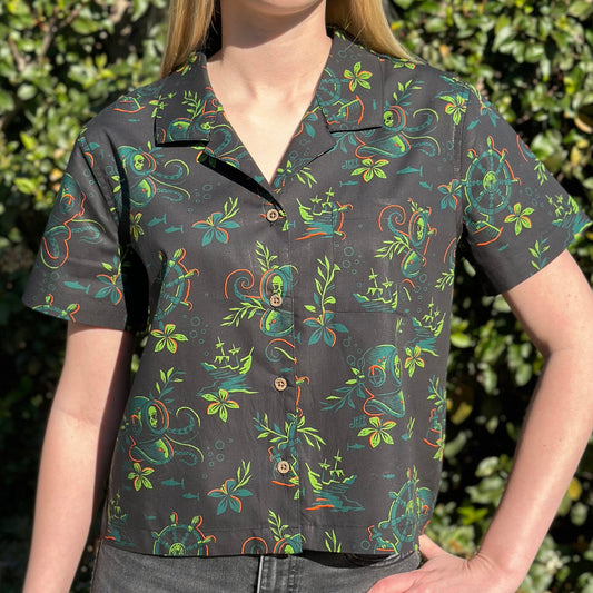 Jeff Granito's 'Deep Dive' Classic Aloha Button-Up Shirt - Womens - Ready-to-Ship!