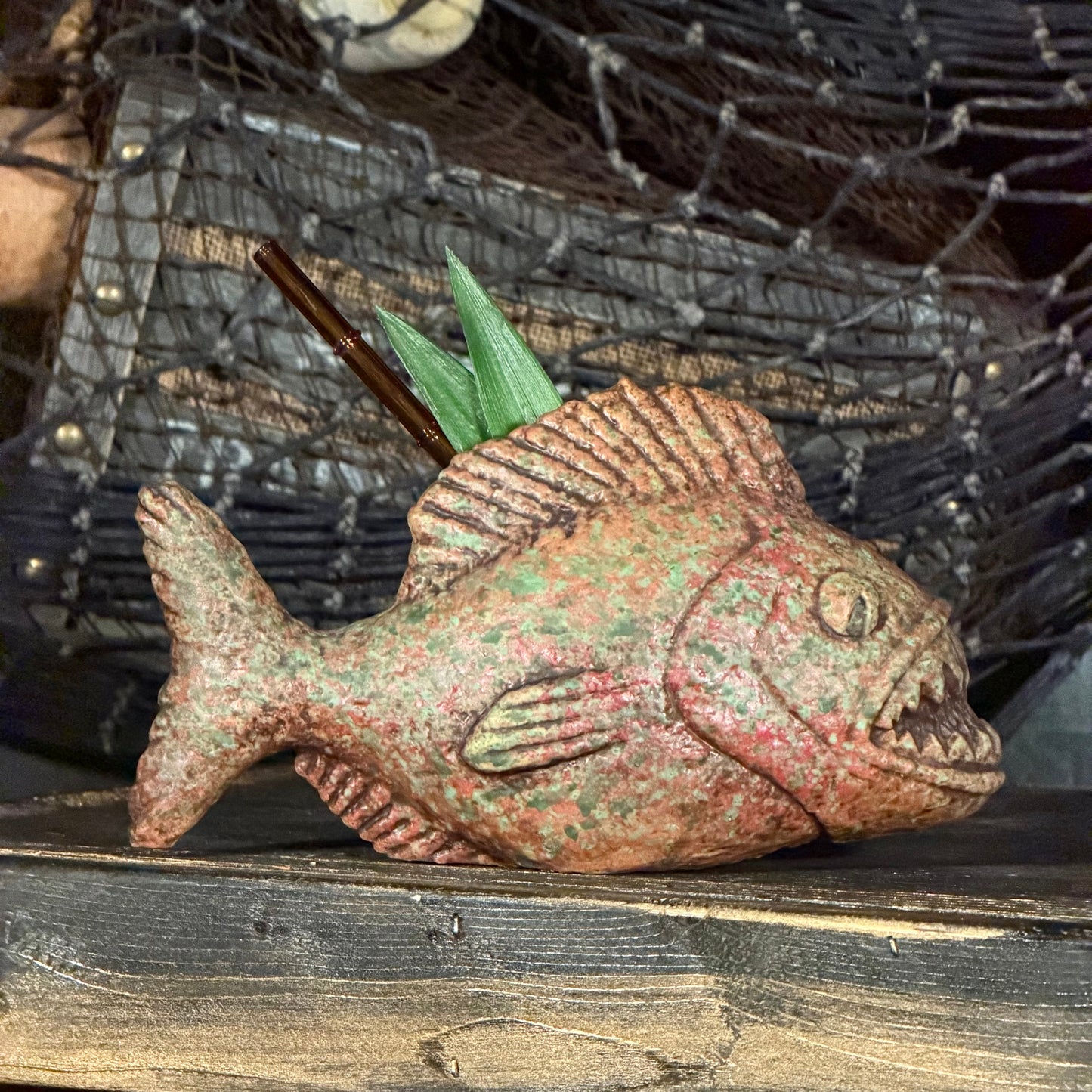 Jungle River Piranha ceramic Tiki Mug - 3 Limited Editions of 275 Combined - Made in USA - Ready to Ship! - (FREE Shipping in U.S.)