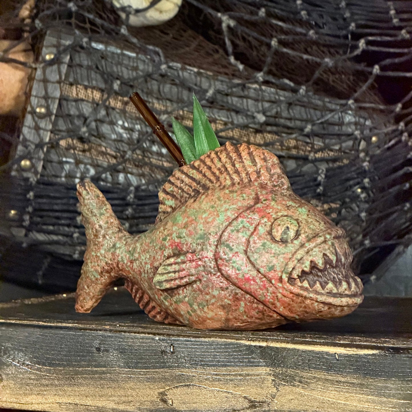 Jungle River Piranha ceramic Tiki Mug - 3 Limited Editions of 275 Combined - Made in USA - Ready to Ship! - (FREE Shipping in U.S.)