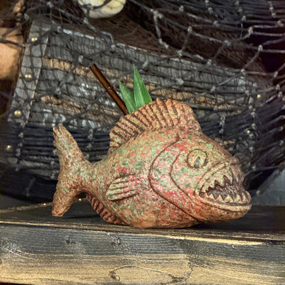 Jungle River Piranha ceramic Tiki Mug - 3 Limited Editions of 275 Combined - Made in USA - Ready to Ship! - (FREE Shipping in U.S.)
