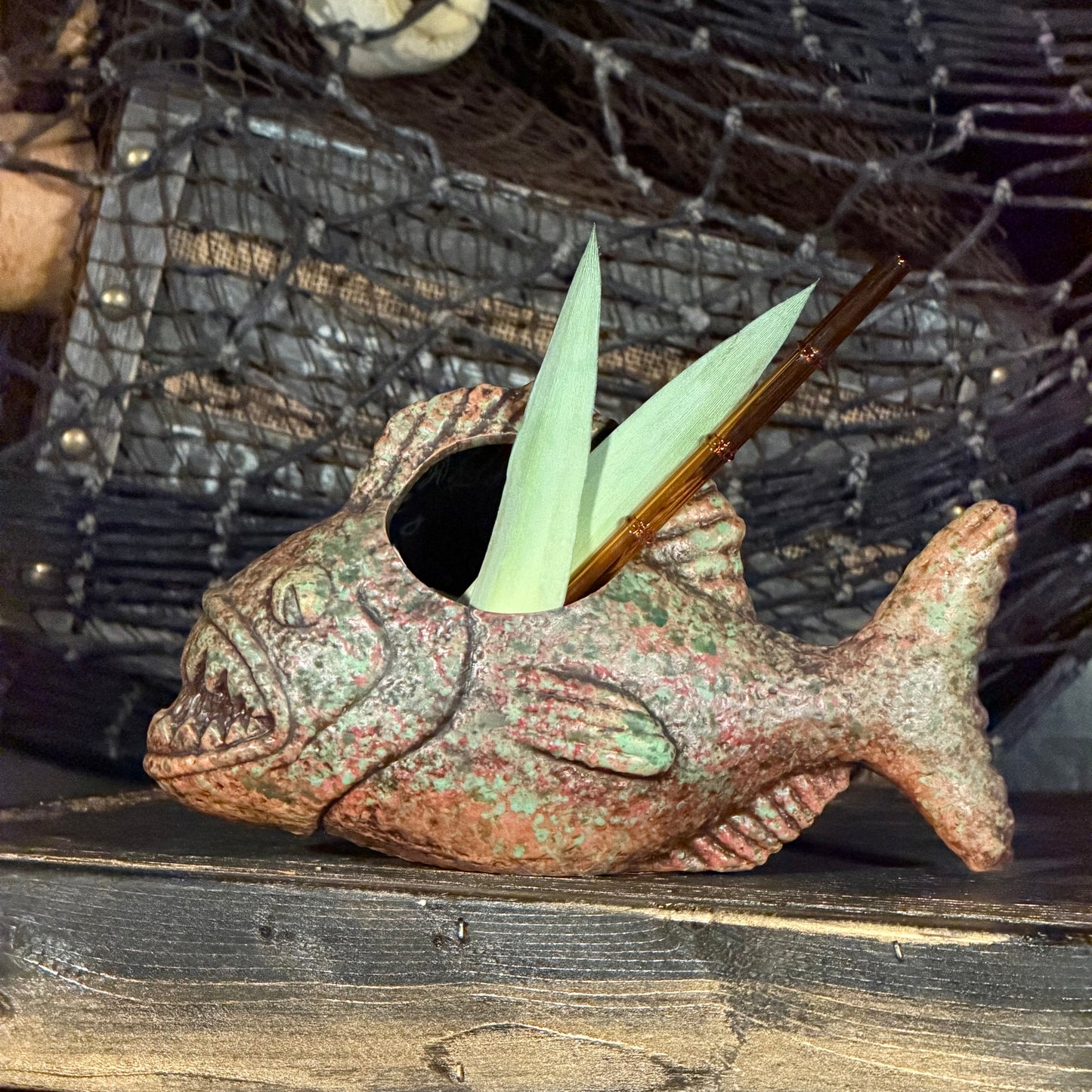 Jungle River Piranha ceramic Tiki Mug - 3 Limited Editions of 275 Combined - Made in USA - Ready to Ship! - (FREE Shipping in U.S.)
