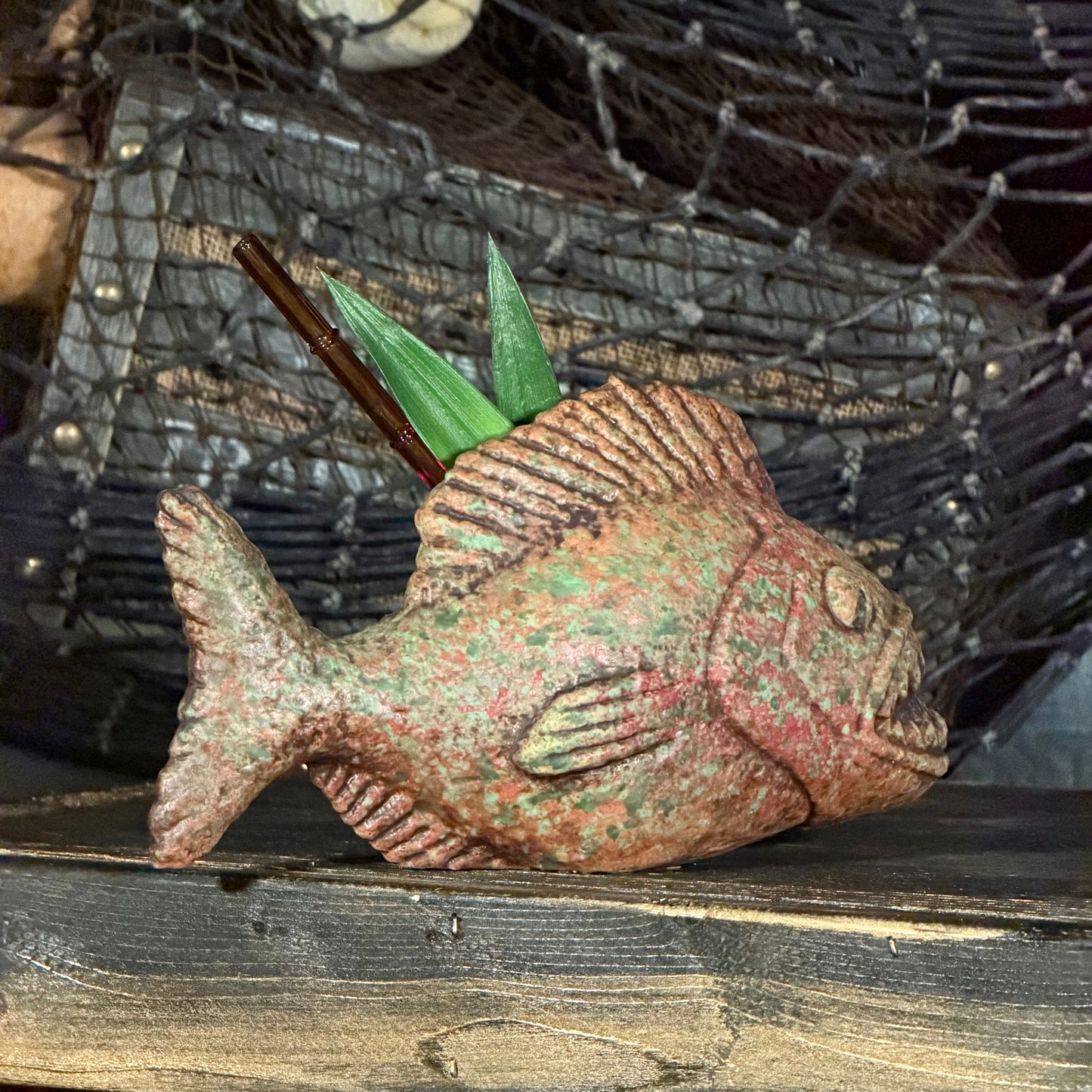 Jungle River Piranha ceramic Tiki Mug - 3 Limited Editions of 275 Combined - Made in USA - Ready to Ship! - (FREE Shipping in U.S.)