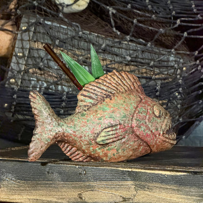 Jungle River Piranha ceramic Tiki Mug - 3 Limited Editions of 275 Combined - Made in USA - Ready to Ship! - (FREE Shipping in U.S.)