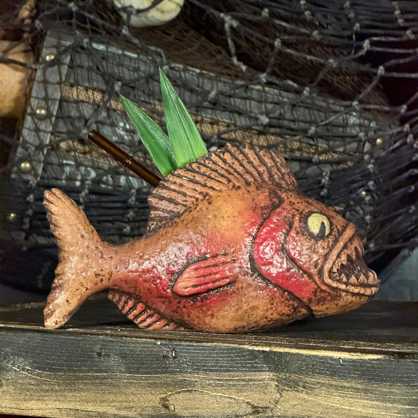 Jungle River Piranha ceramic Tiki Mug - 3 Limited Editions of 275 Combined - Made in USA - Ready to Ship! - (FREE Shipping in U.S.)