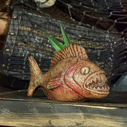 Jungle River Piranha ceramic Tiki Mug - 3 Limited Editions of 275 Combined - Made in USA - Ready to Ship! - (FREE Shipping in U.S.)
