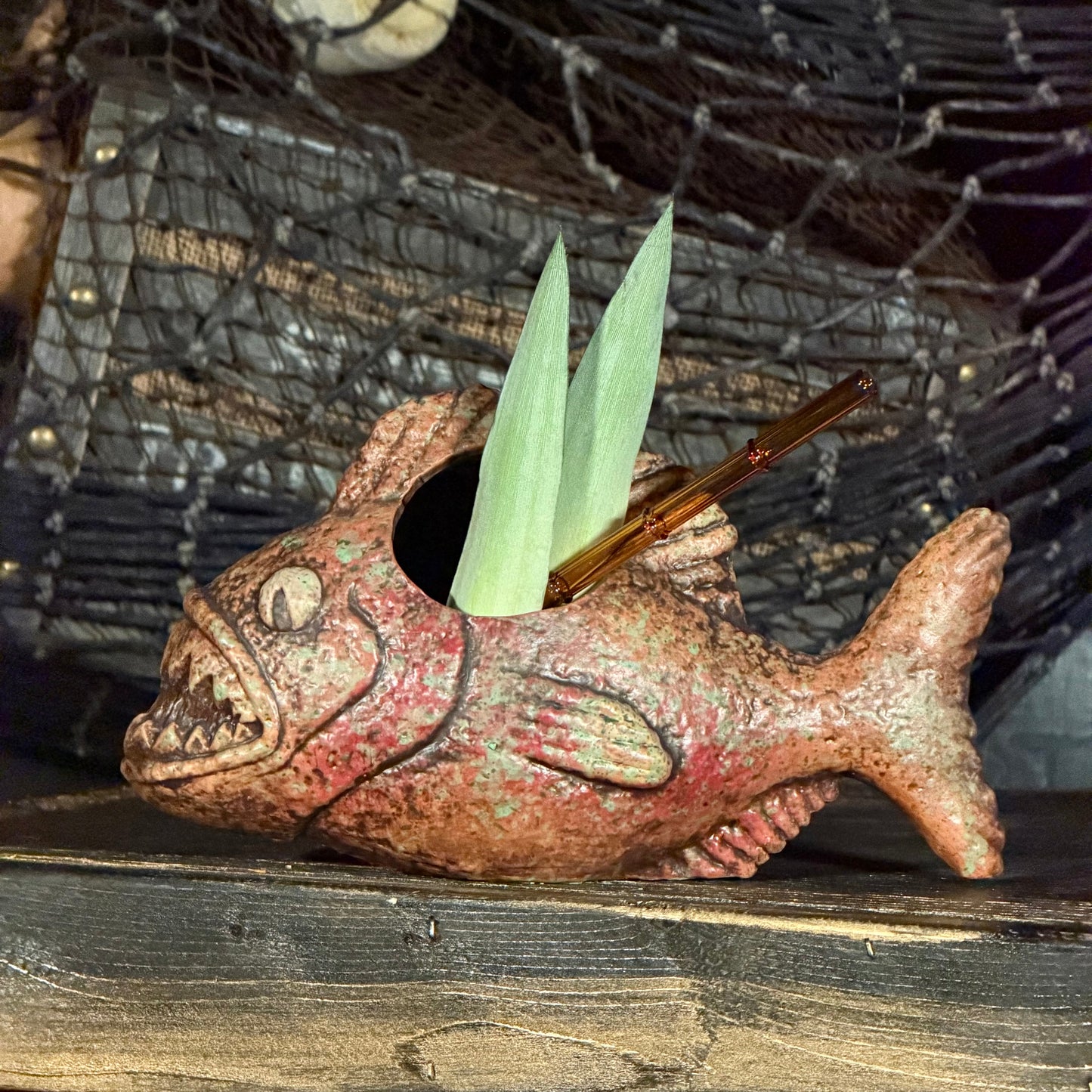 Jungle River Piranha ceramic Tiki Mug - 3 Limited Editions of 275 Combined - Made in USA - Ready to Ship! - (FREE Shipping in U.S.)