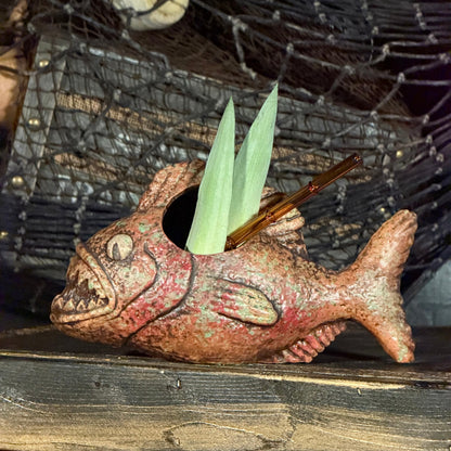 Jungle River Piranha ceramic Tiki Mug - 3 Limited Editions of 275 Combined - Made in USA - Ready to Ship! - (FREE Shipping in U.S.)