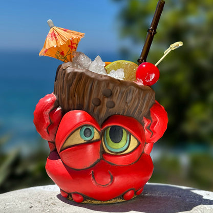 Tiki tOny's Red King Coconut - Ceramic Tiki Mug - Ready to Ship! (FREE Shipping in U.S.)