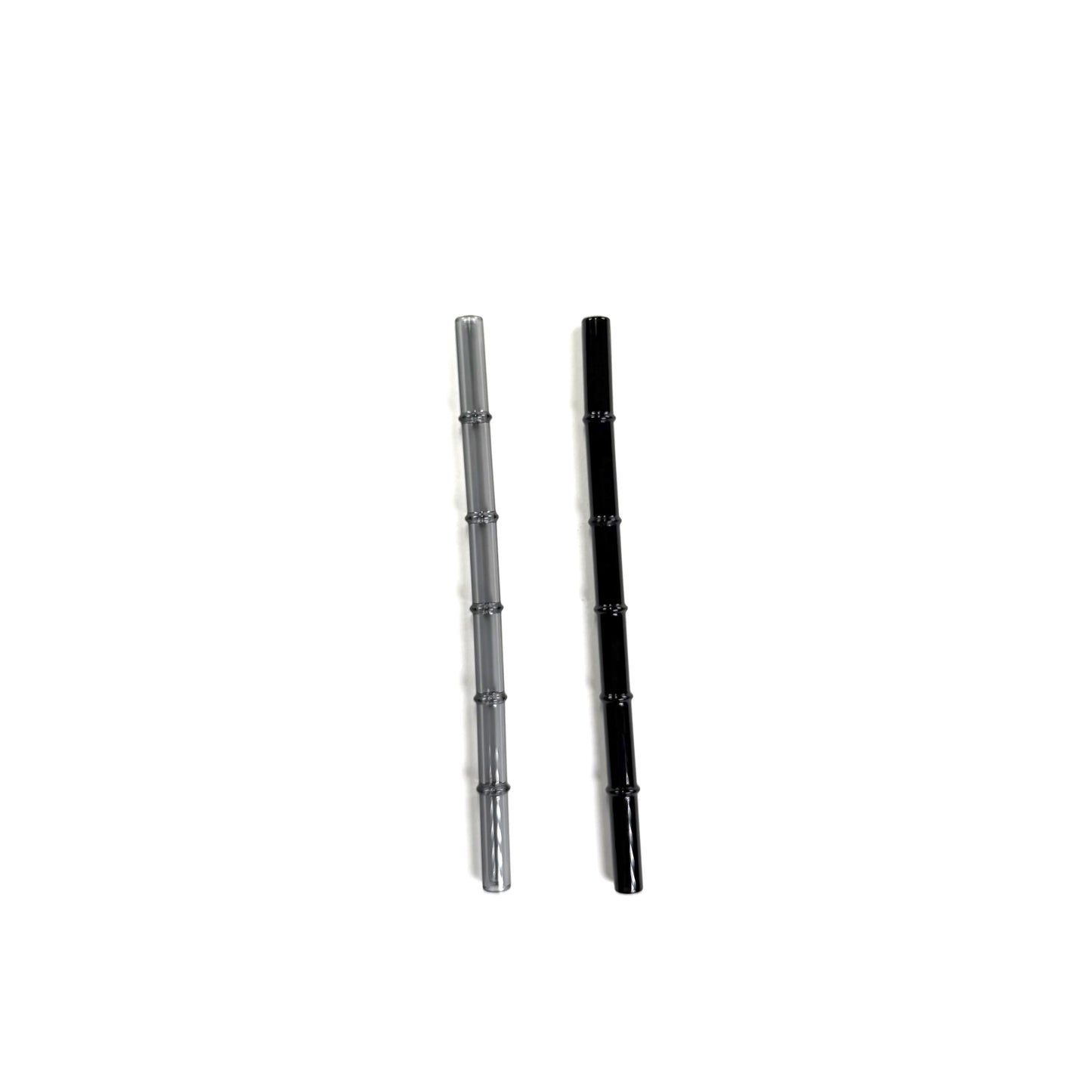 'Obsidian' Glass Bamboo Straw Set of Two (2) - Ready to Ship!