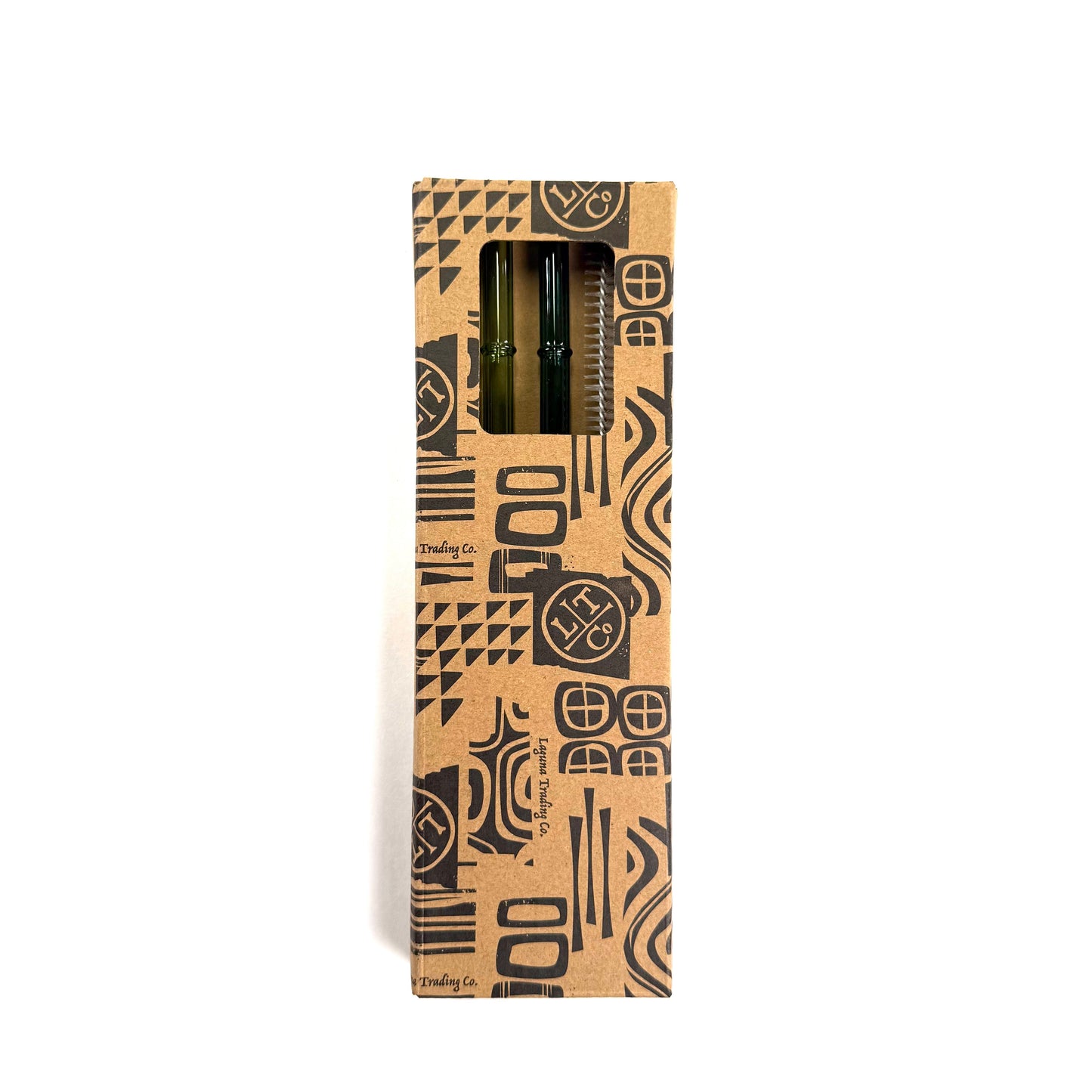 'Monstera' Glass Bamboo Straw Set of Two (2) - Ready to Ship!