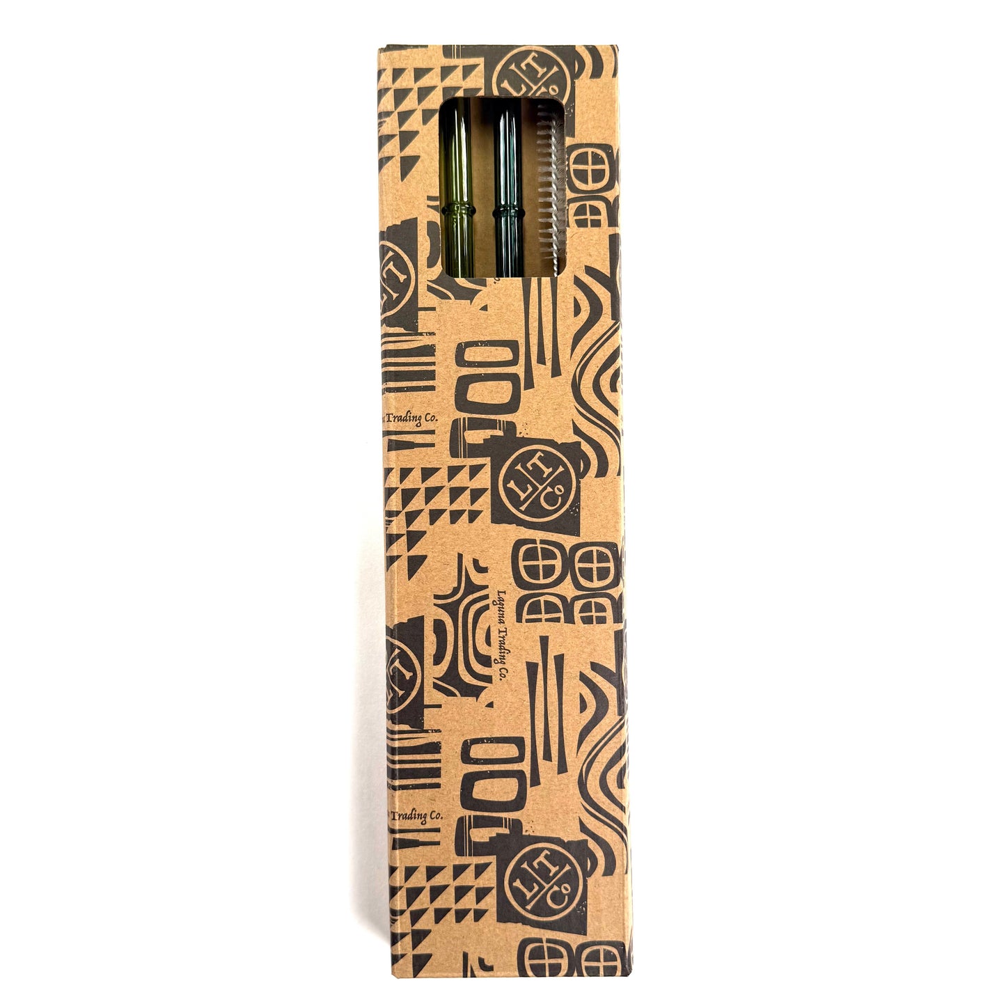 'Monstera' Glass Bamboo Straw Set of Two (2) - Ready to Ship!