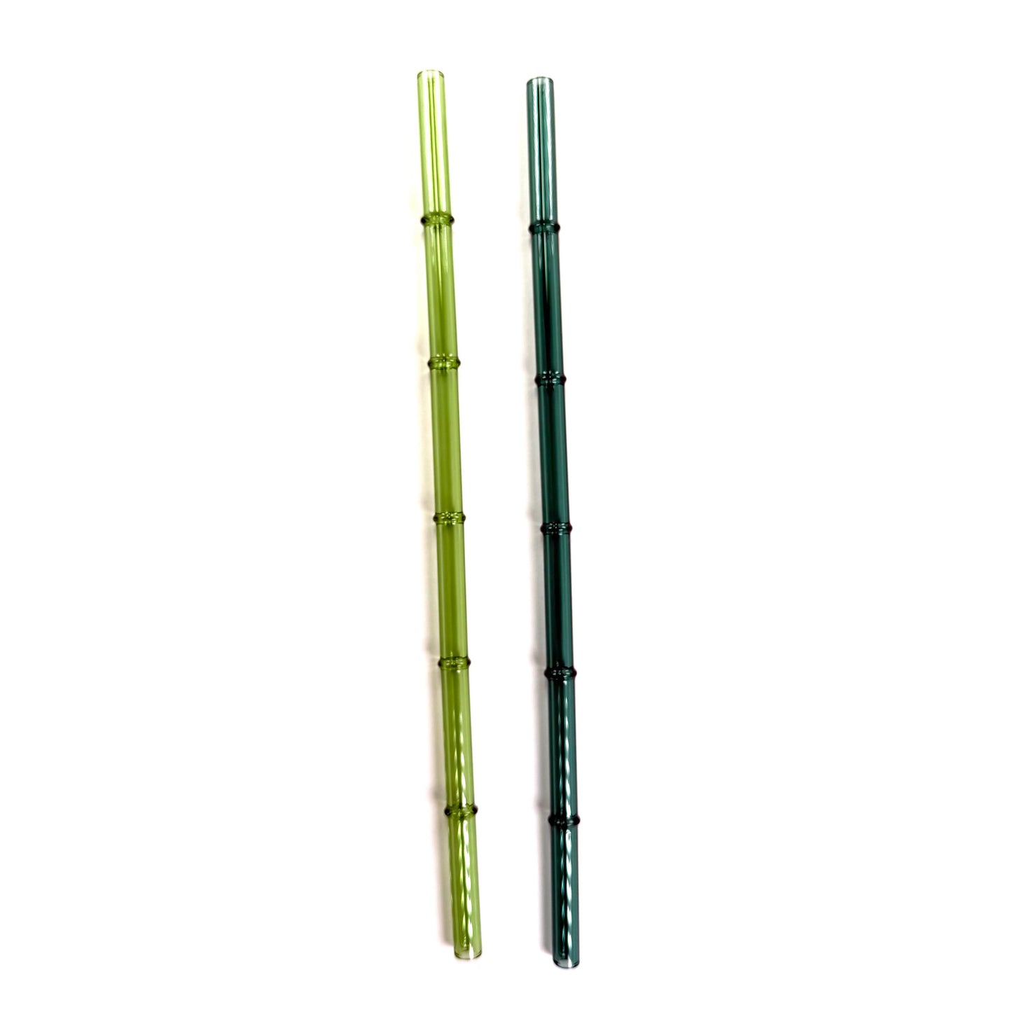 'Monstera' Glass Bamboo Straw Set of Two (2) - Ready to Ship!
