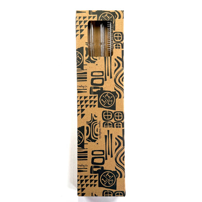 'Clear' Glass Bamboo Straw Set of Two (2) - Ready to Ship!