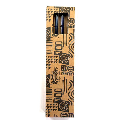 'Ocean' Glass Bamboo Straw Set of Two (2) - Ready to Ship!