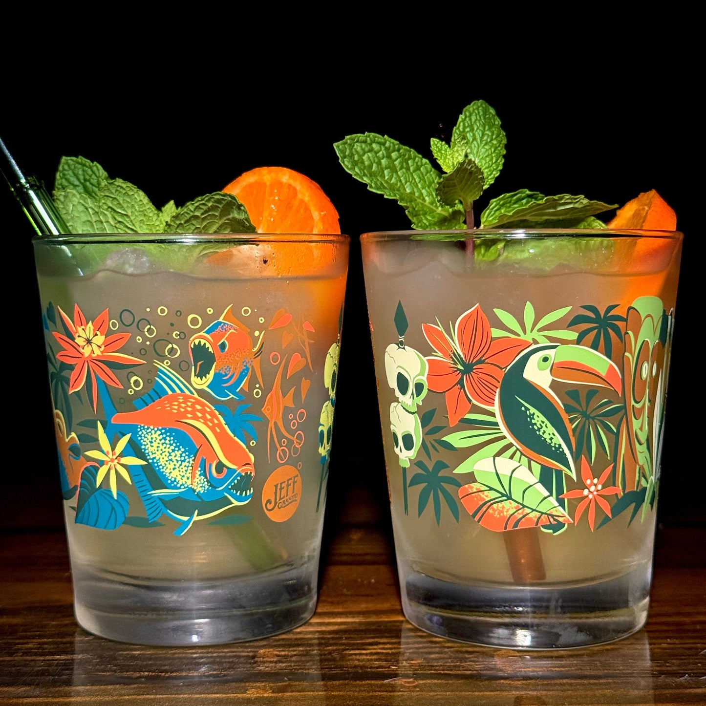 Jeff Granito's 'Piranha River Cruise' Mai Tai Cocktail Glass (1) - Ready to Ship!