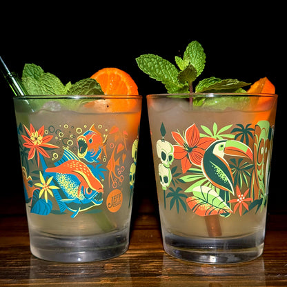 Jeff Granito's 'Piranha River Cruise' Mai Tai Cocktail Glass (1) - Ready to Ship!