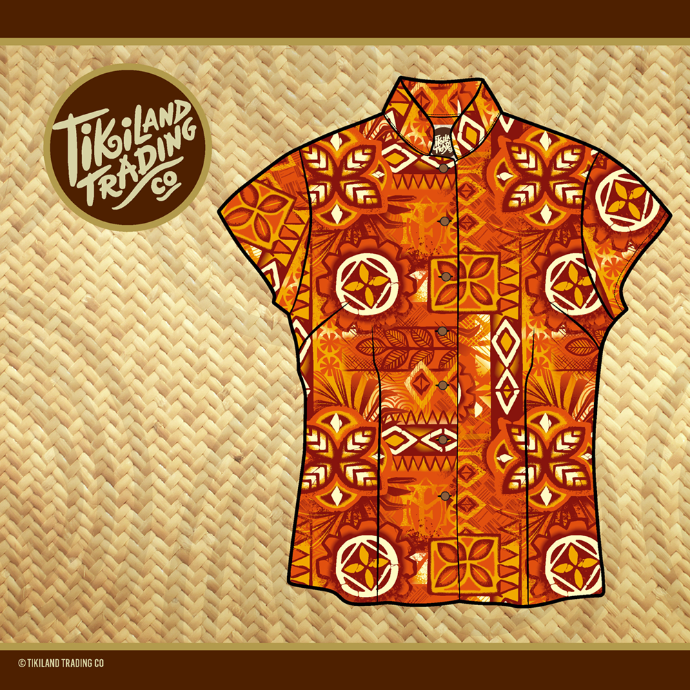 TikiLand Trading Co. ‘Alani Tapa Aloha Shirt - Classic Aloha Button-Up Shirt - Womens - Ready to Ship!
