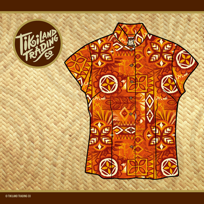 TikiLand Trading Co. ‘Alani Tapa Aloha Shirt - Classic Aloha Button-Up Shirt - Womens - Ready to Ship!