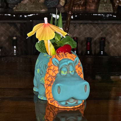 Hippo in Paradise "Bubbles" Tiki Mug, sculpt by Thor - Ready to Ship! (FREE SHIPPING in U.S.)