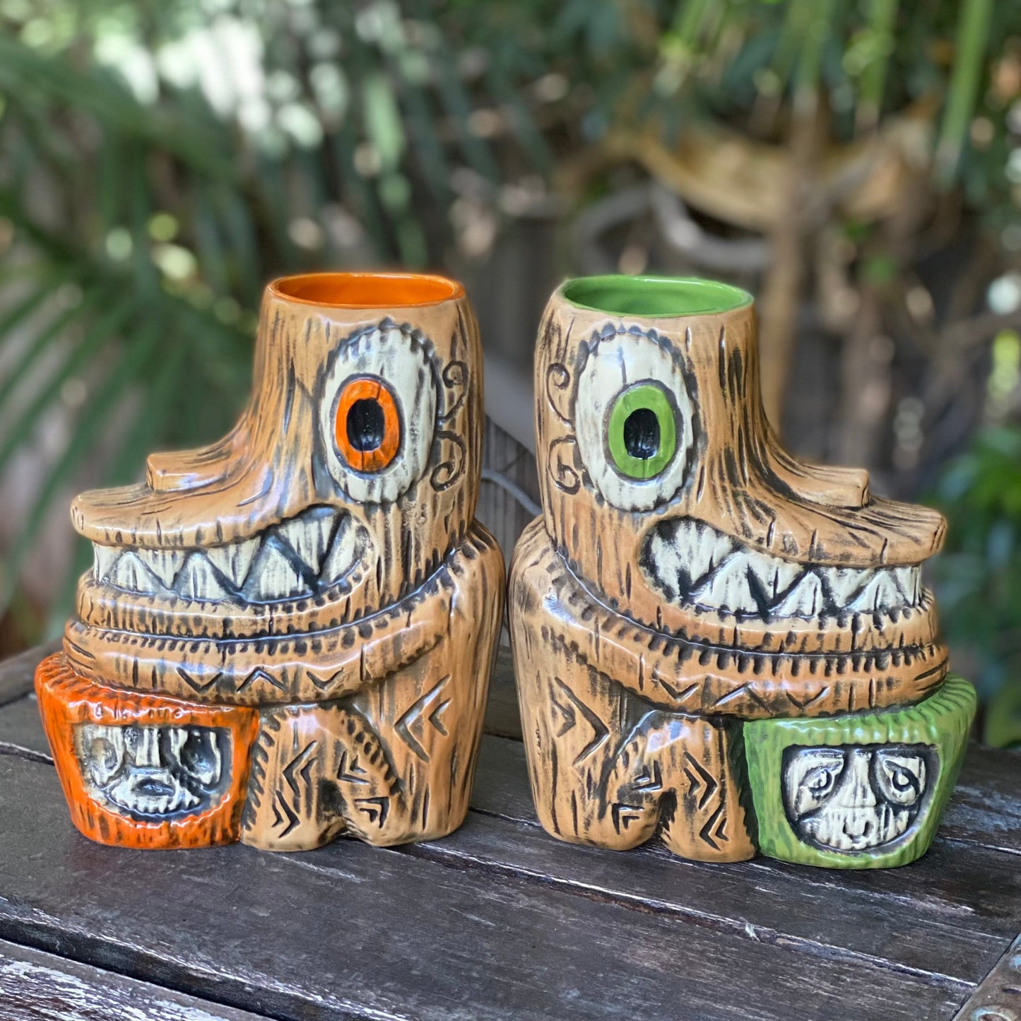 Tiki tOny's Enchanted Tiki Room Drummer ceramic Tiki Mug (Orange or Green), sculpted by Tiki tOny and Thor - Ready to Ship! (FREE SHIPPING in U.S.)