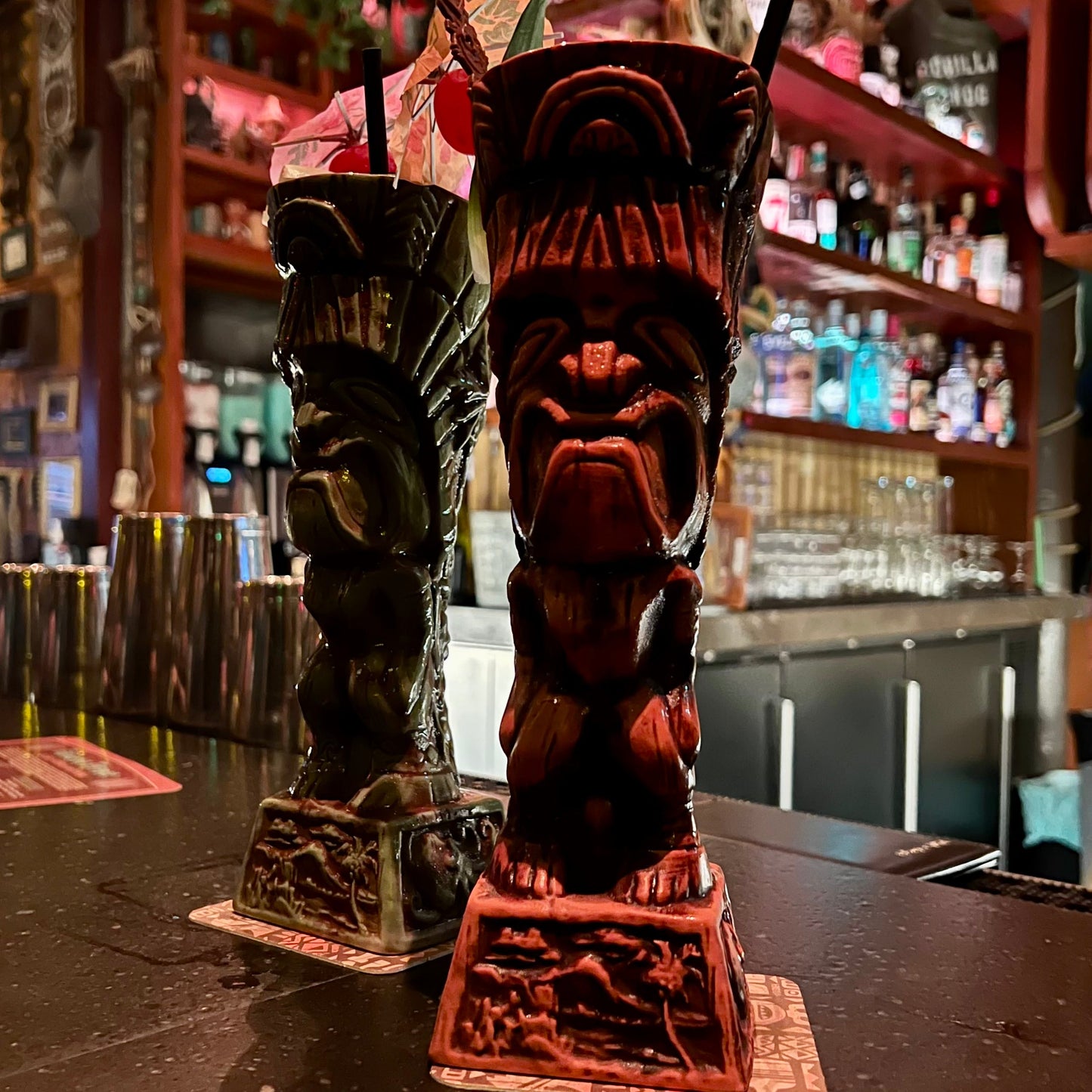 Journey to Hawaii Tiki Mug - Lava Orange Limited Edition of 300, designed by Lost Tiki, Jeff Granito, Thor, and sculpted by Thor - Ready to Ship! (FREE SHIPPING in U.S.)