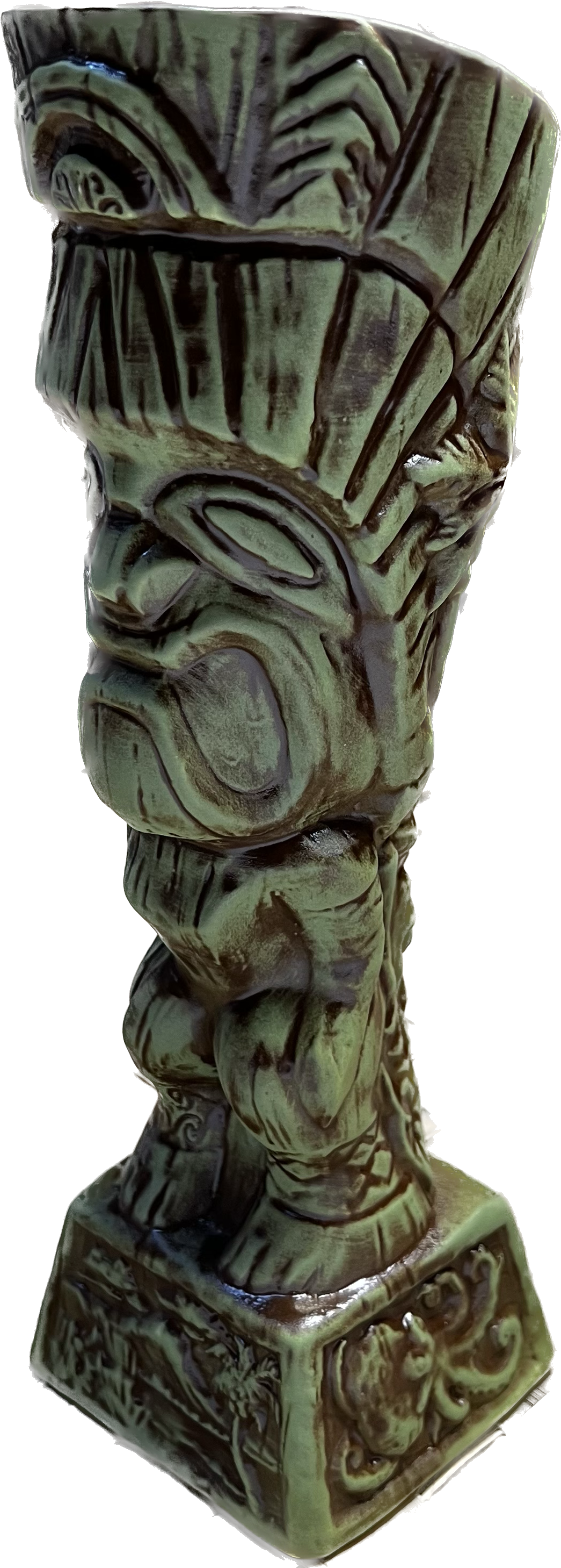 Journey to Hawaii Tiki Mug - Jungle Relic Green Limited Edition of 300, designed by Lost Tiki, Jeff Granito, Thor, and sculpted by Thor - Ready to Ship! (FREE SHIPPING in U.S.)