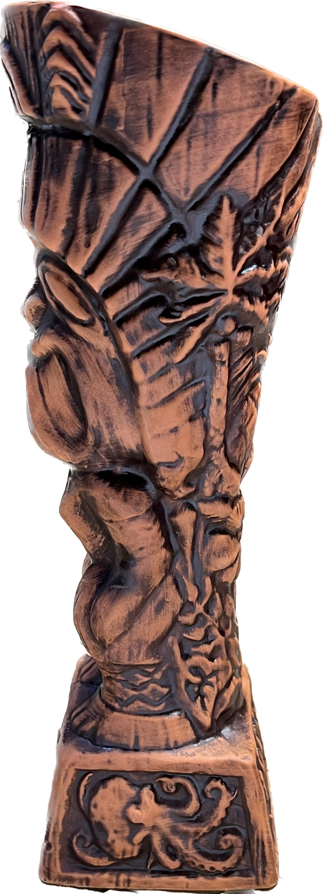 Journey to Hawaii Tiki Mug - Lava Orange Limited Edition of 300, designed by Lost Tiki, Jeff Granito, Thor, and sculpted by Thor - Ready to Ship! (FREE SHIPPING in U.S.)