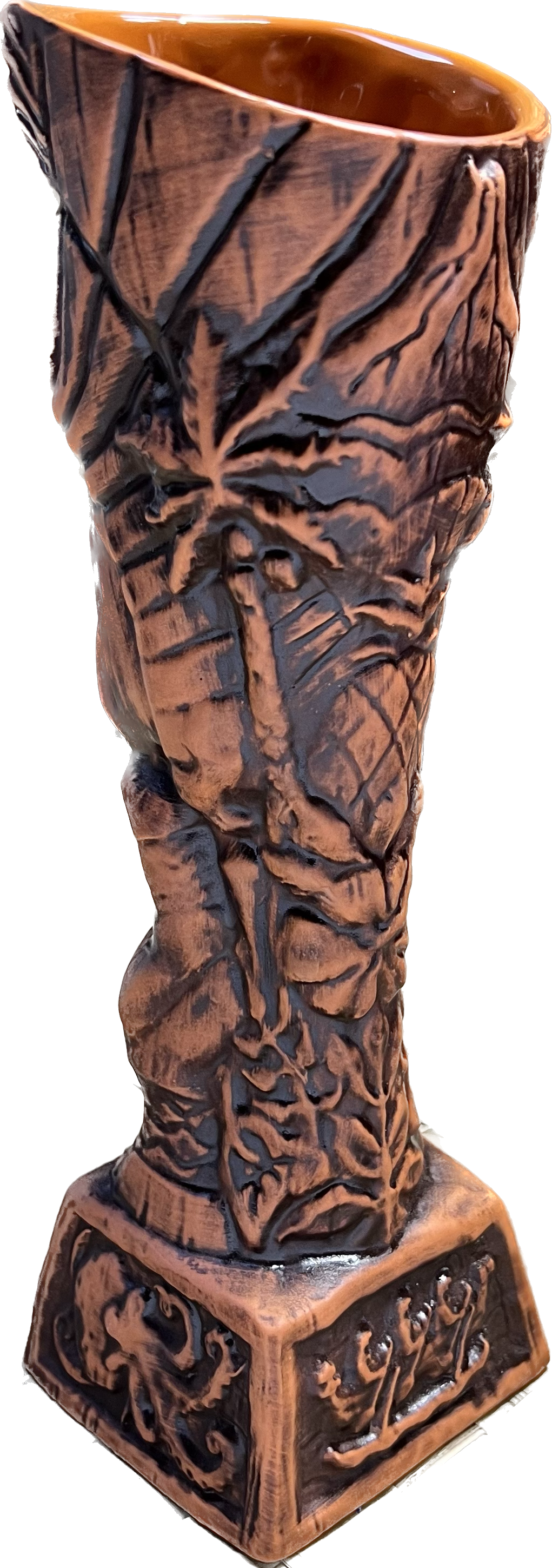 Journey to Hawaii Tiki Mug - Lava Orange Limited Edition of 300, designed by Lost Tiki, Jeff Granito, Thor, and sculpted by Thor - Ready to Ship! (FREE SHIPPING in U.S.)