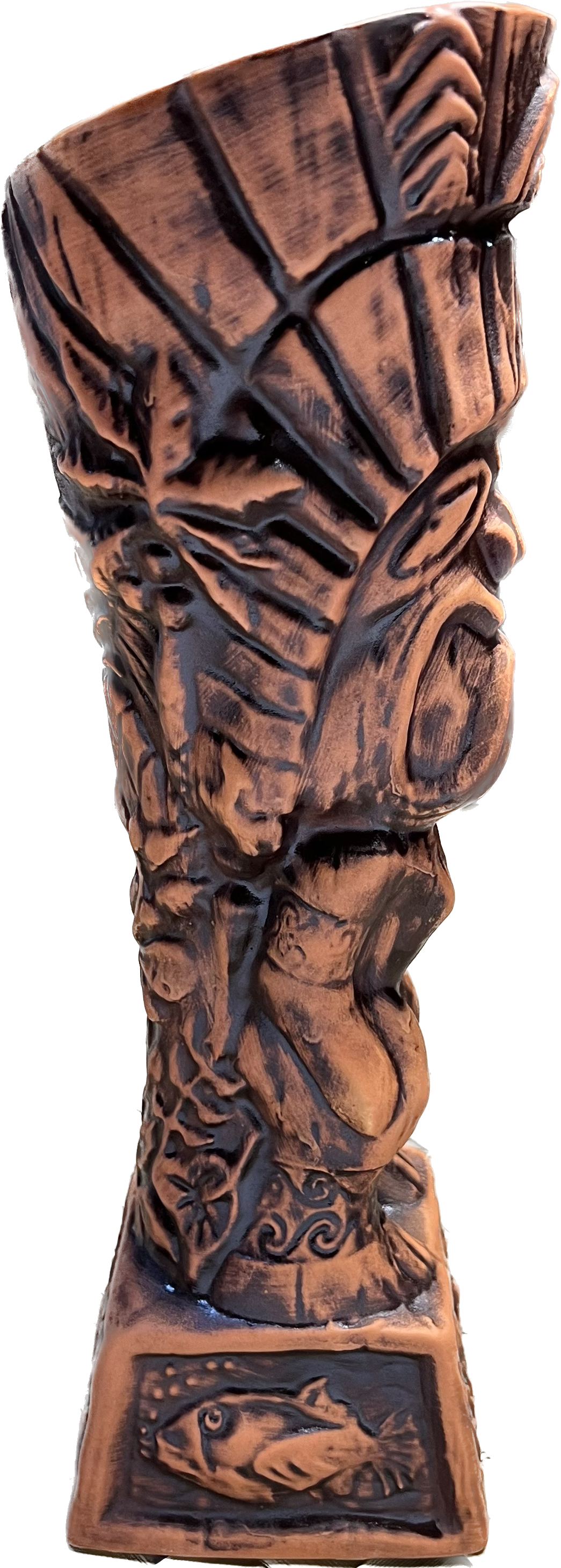 Journey to Hawaii Tiki Mug - Lava Orange Limited Edition of 300, designed by Lost Tiki, Jeff Granito, Thor, and sculpted by Thor - Ready to Ship! (FREE SHIPPING in U.S.)