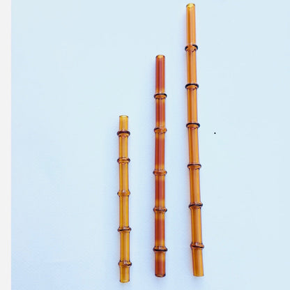 Surfside Sips Set of 3 “Tiki Bamboo” Glass Straw