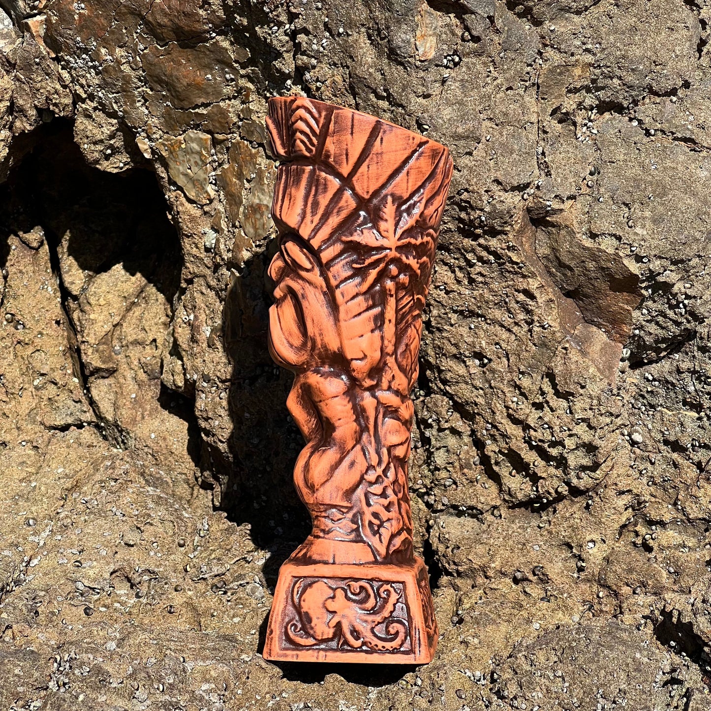 Journey to Hawaii Tiki Mug - Lava Orange Limited Edition of 300, designed by Lost Tiki, Jeff Granito, Thor, and sculpted by Thor - Ready to Ship! (FREE SHIPPING in U.S.)