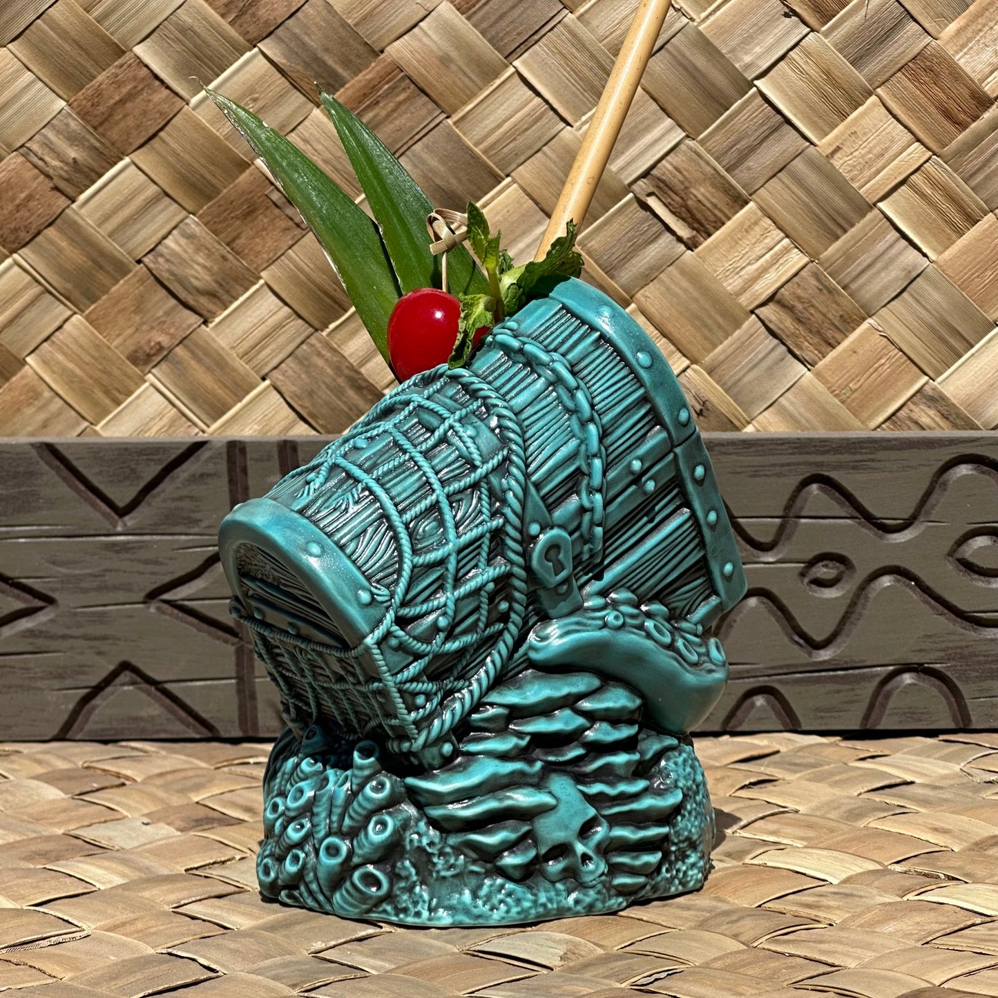Sunken Treasure (Blue) Ceramic Tiki Mug - Ready to Ship! (FREE SHIPPING in U.S.)