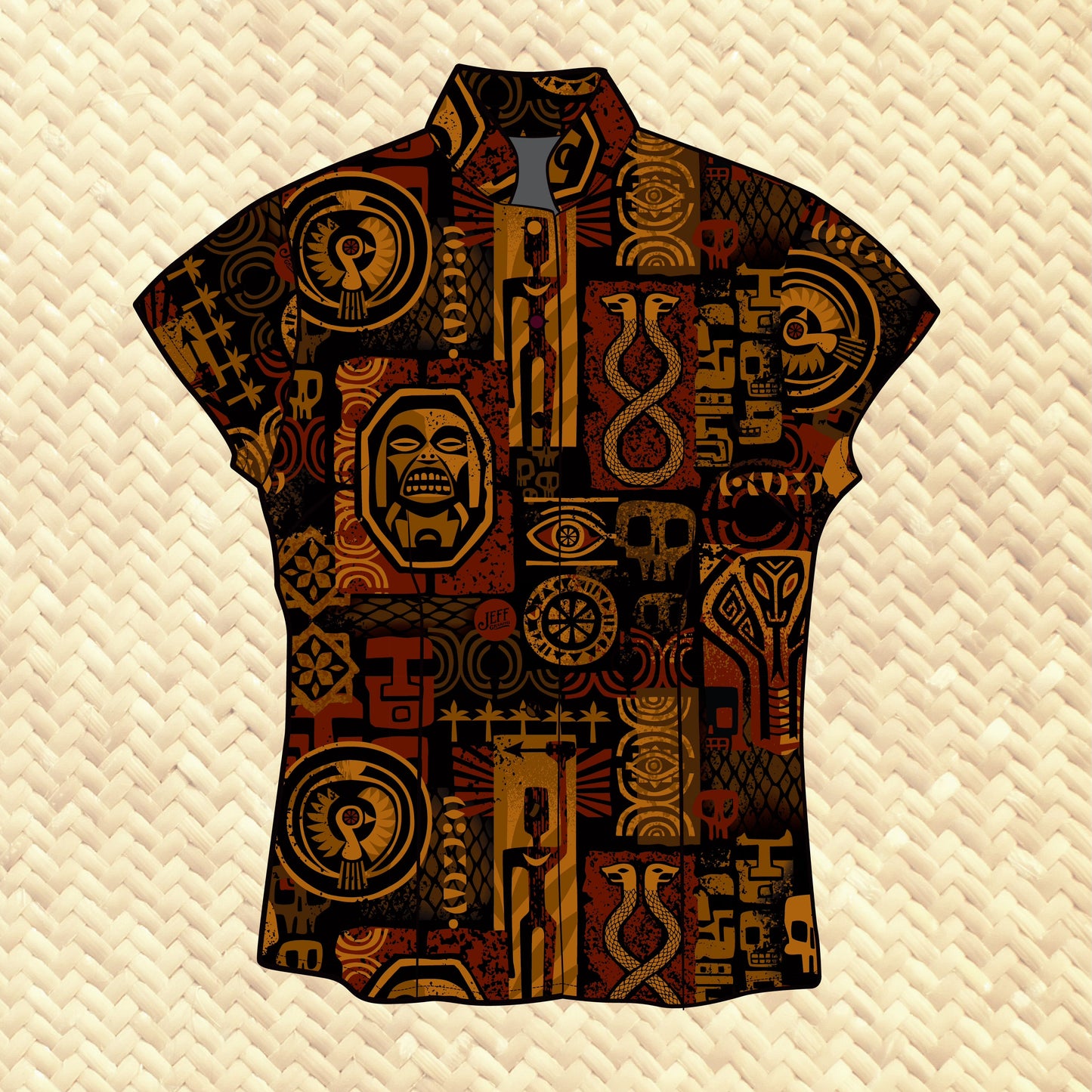 'Traders of the Lost Artifacts' - Classic Aloha Button-Up Shirt - Womens - Ready-to-Ship!