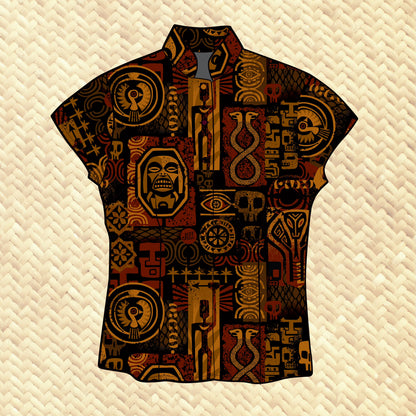 'Traders of the Lost Artifacts' - Classic Aloha Button-Up Shirt - Womens - Ready-to-Ship!