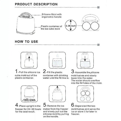 Lemonsoda - Crystal Clear Round Ice Maker - 2  2.5" Clear Ice Cubes