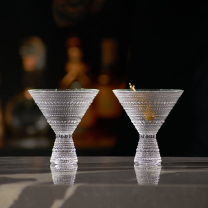 Lemonsoda - Clear Hobnail Martini Glasses - Embossed Martini Glasses - 9oz