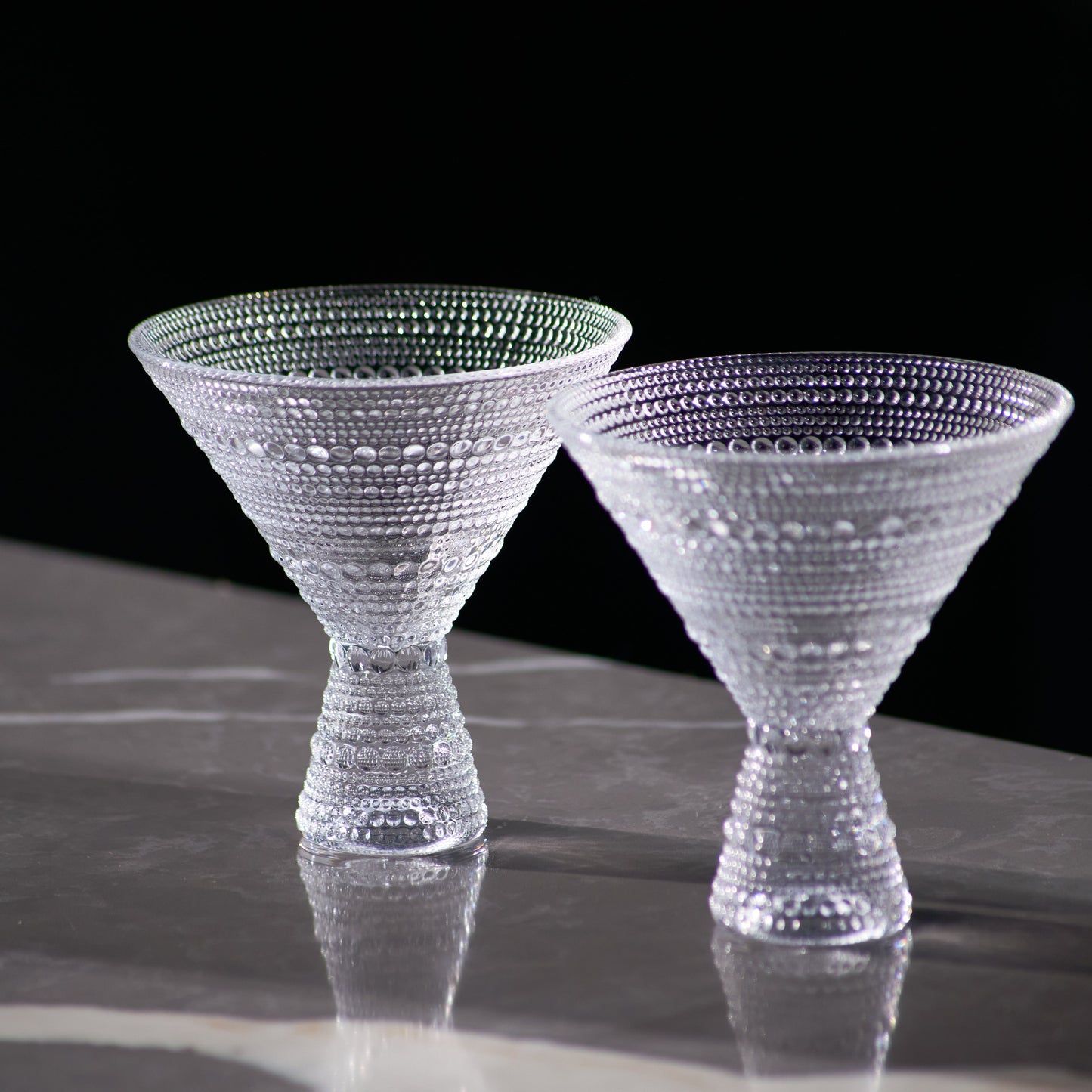 Lemonsoda - Clear Hobnail Martini Glasses - Embossed Martini Glasses - 9oz