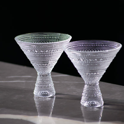 Lemonsoda - Clear Hobnail Martini Glasses - Embossed Martini Glasses - 9oz