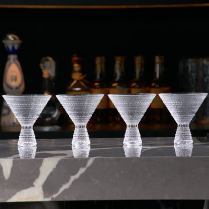 Lemonsoda - Clear Hobnail Martini Glasses - Embossed Martini Glasses - 9oz