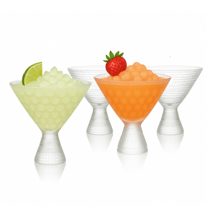 Lemonsoda - Clear Hobnail Martini Glasses - Embossed Martini Glasses - 9oz