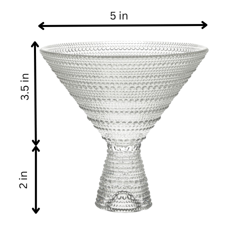Lemonsoda - Clear Hobnail Martini Glasses - Embossed Martini Glasses - 9oz