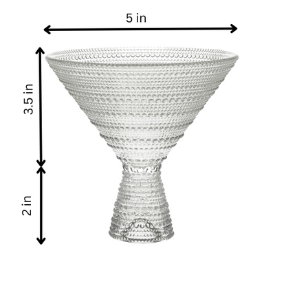 Lemonsoda - Clear Hobnail Martini Glasses - Embossed Martini Glasses - 9oz