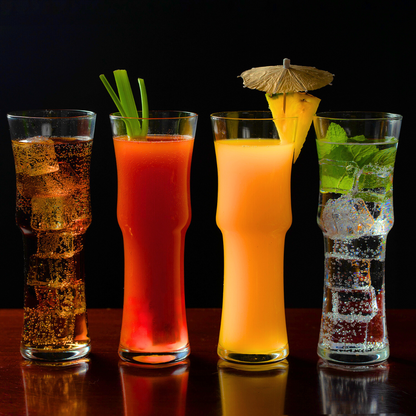 Lemonsoda - Tall Napoli Hurricane Cocktail Glasses - Handcrafted Cocktail Glass Set (15oz)